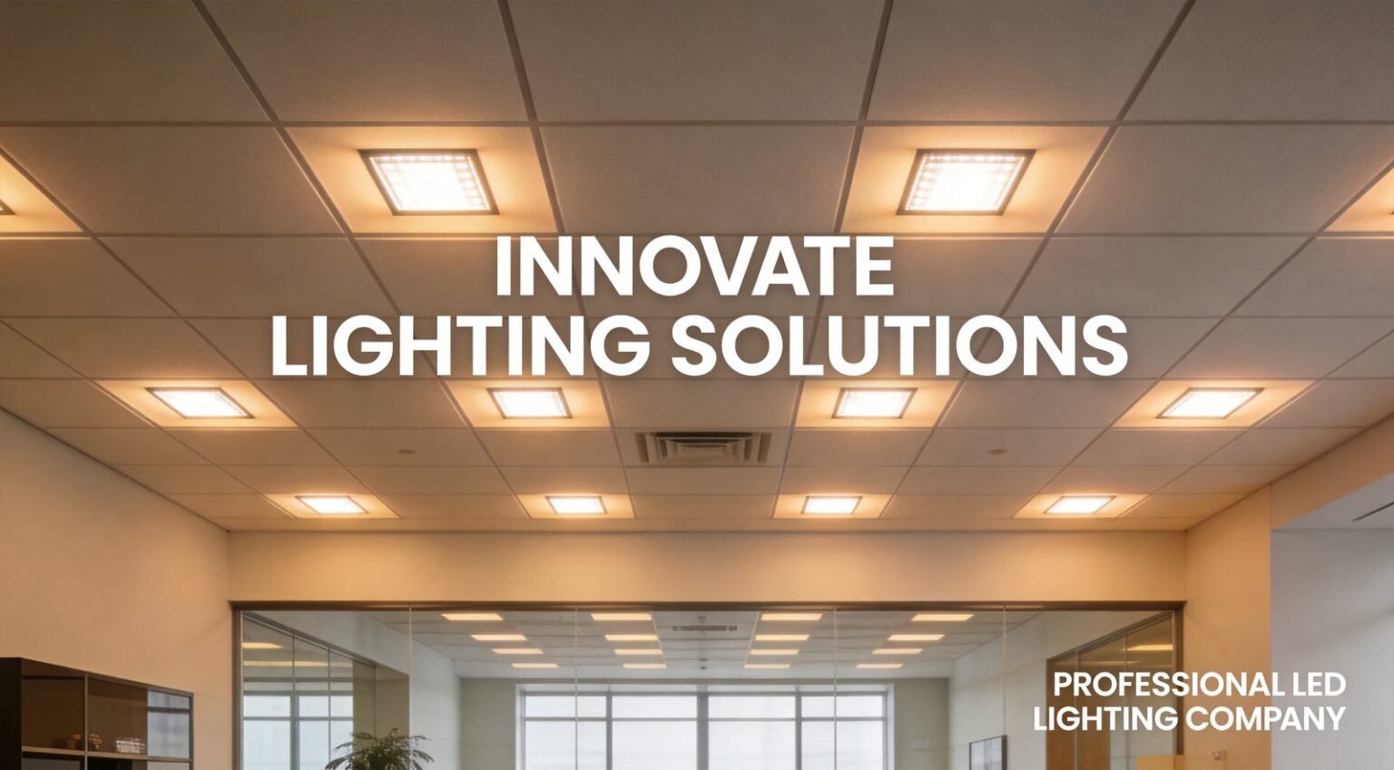 Open-plan commercial interior with daylight-linked LED ceiling lighting