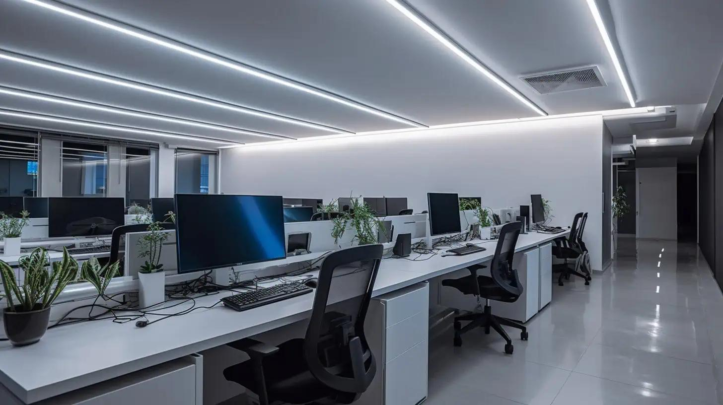 LED Color Temperature and CRI: The Two Specs That Actually Matter in Commercial Lighting Modern office LED lighting installation commercial workspace