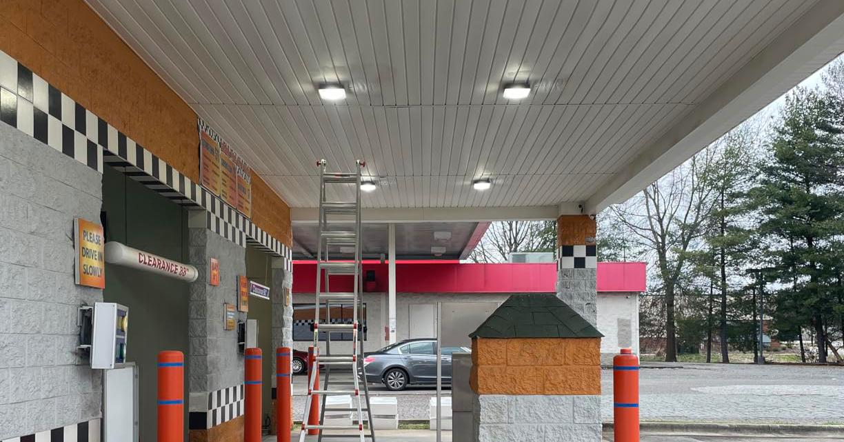 Gas Station & Canopy LED Lighting: What Commercial Buyers Get Wrong in 2026 LED canopy lights installed on station canopy structure