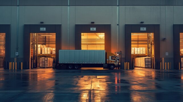 Loading Dock & Warehouse Exterior LED Lighting: The Specifier's Field Guide Loading dock at night with LED fixtures illuminating truck backing zone