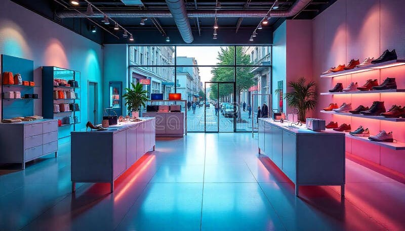 Fashion retail store lighting with color accents