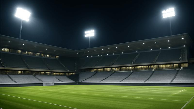 Stadium seating illuminated with professional LED lighting