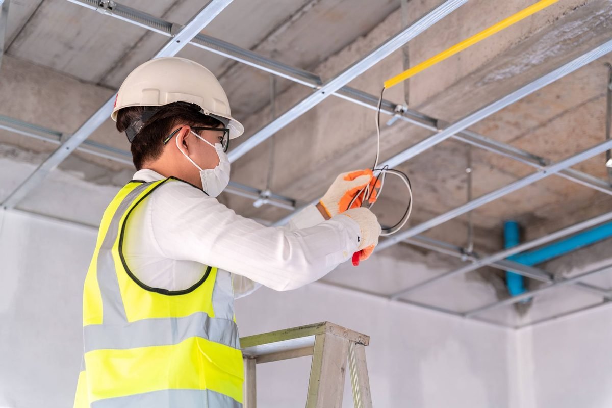 5 LED Failure Modes That Actually Kill Commercial Projects (and How to Spec Against Them) Commercial LED lighting maintenance and repair technician working on ceiling fixture
