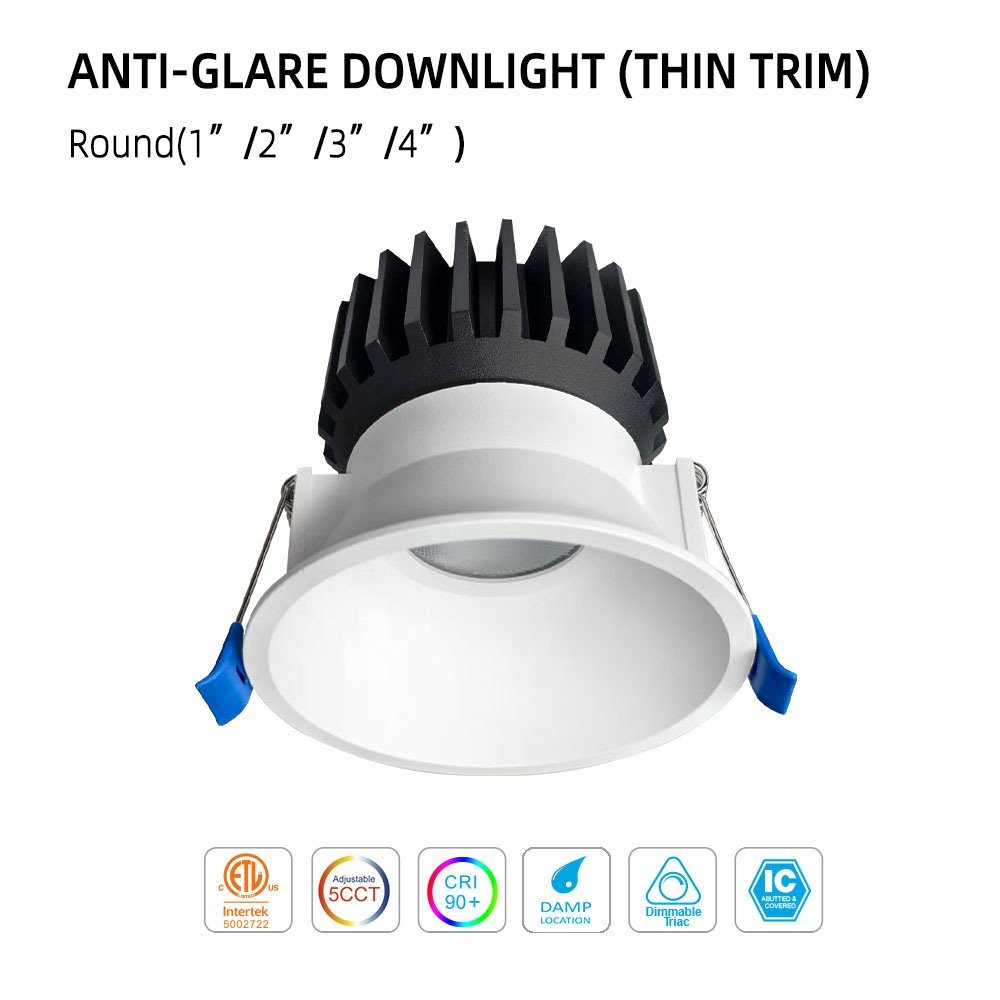 Thin-trim modular anti-glare downlight