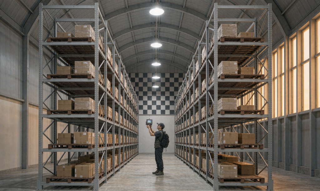 Photometric measurement of high bay LED luminaires in a large distribution warehouse
